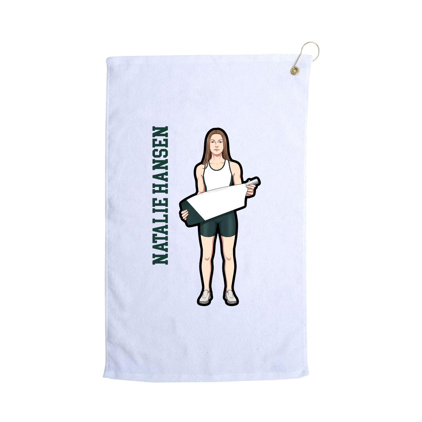 Golf Towel — Name Vertical in White