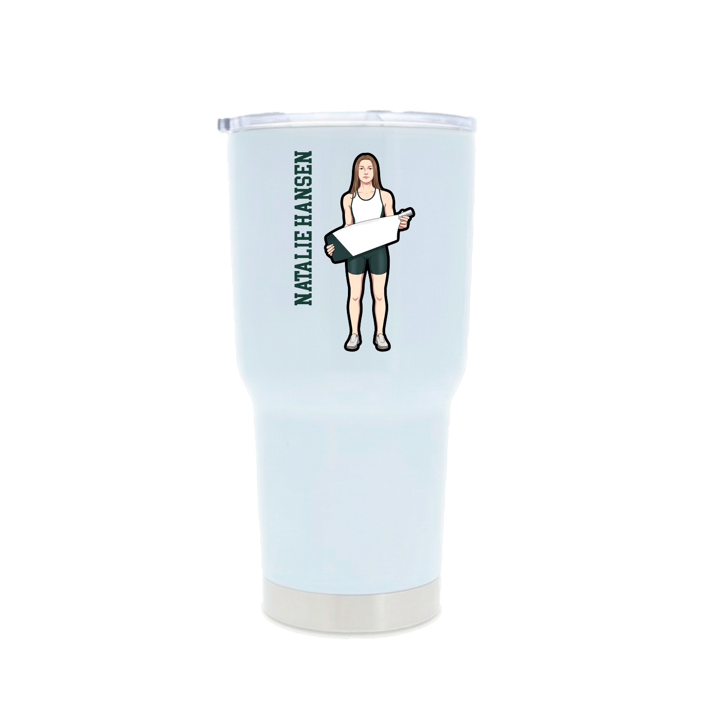 30oz Stainless Steel Tumbler — Name Vertical in White