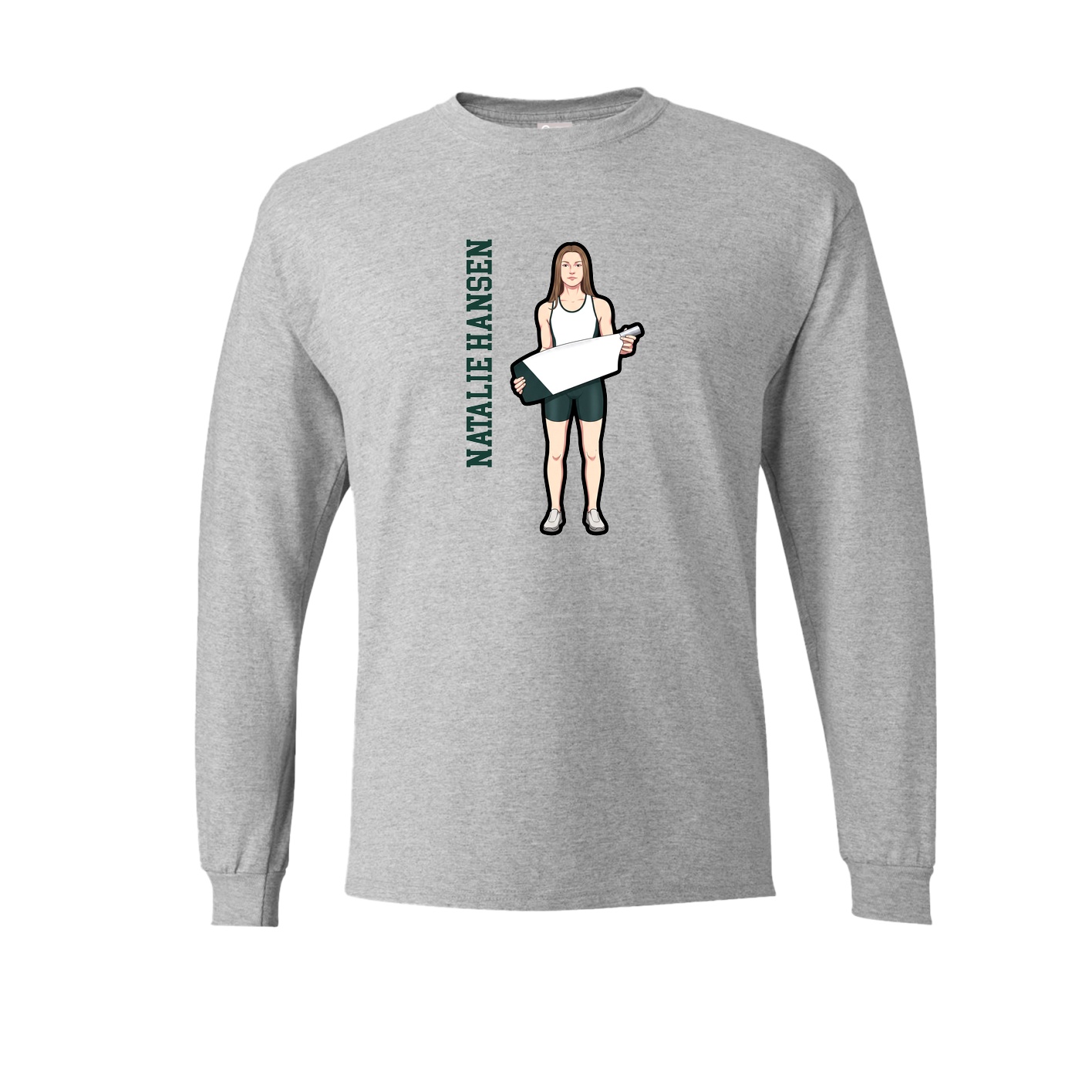 Long Sleeve Tee — Name Vertical in Grey