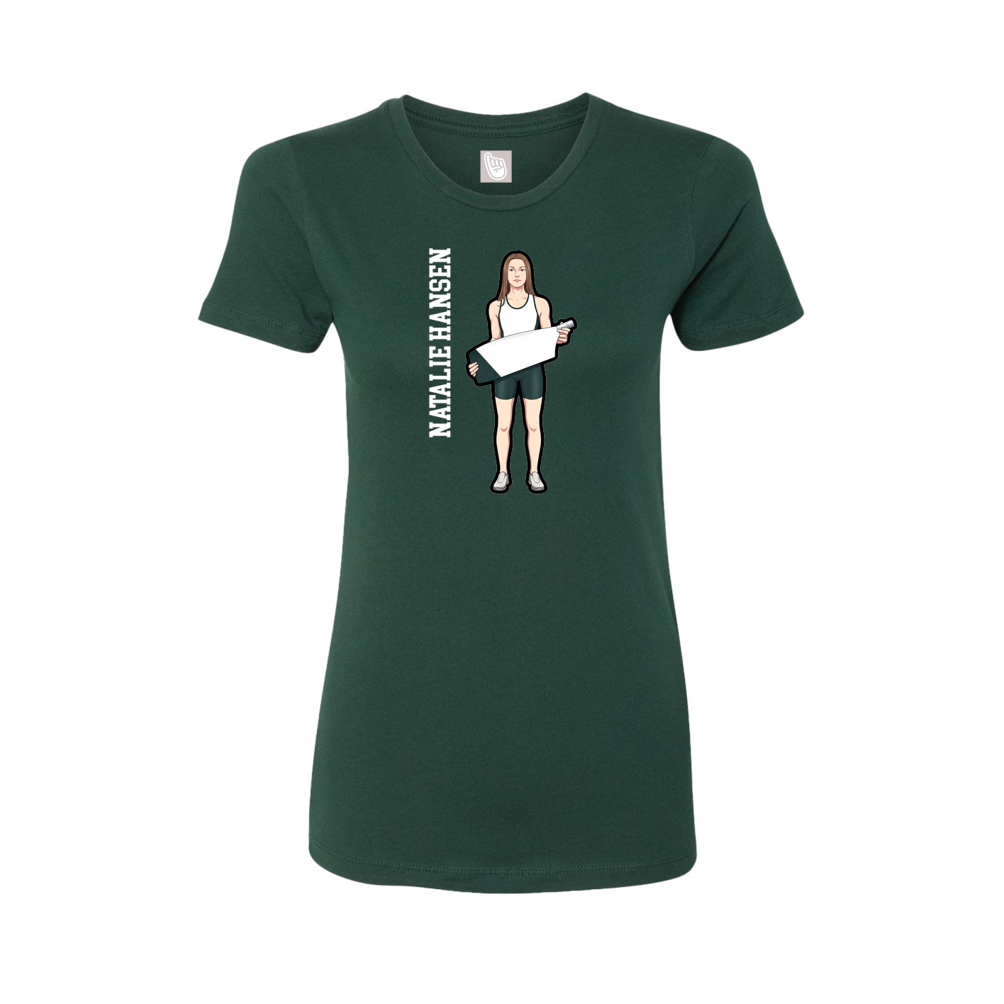 Fitted Women's Tee — Name Vertical in Green