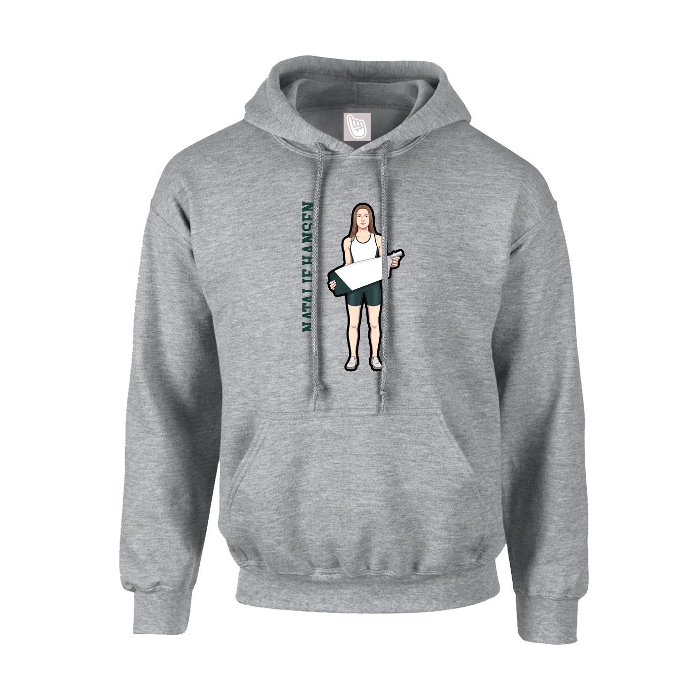 Youth Hoodie — Name Vertical in Grey