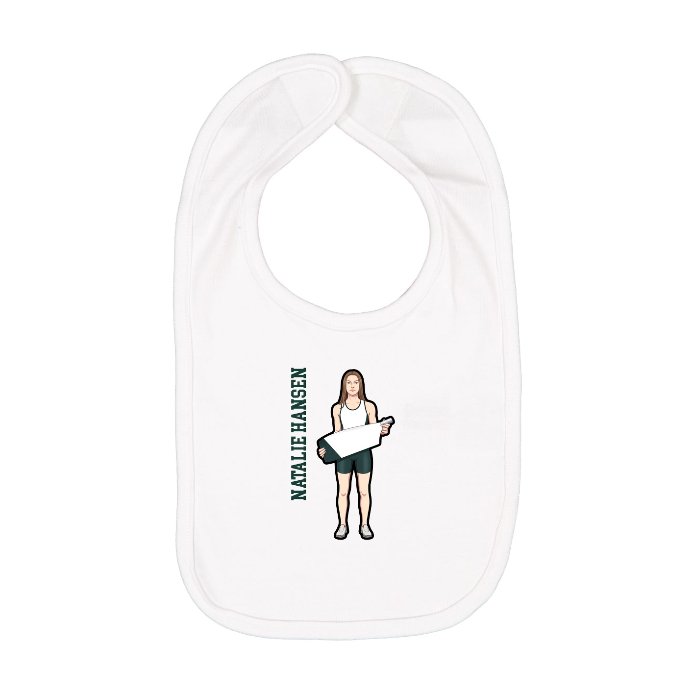 Infant Bib — Name Vertical in White
