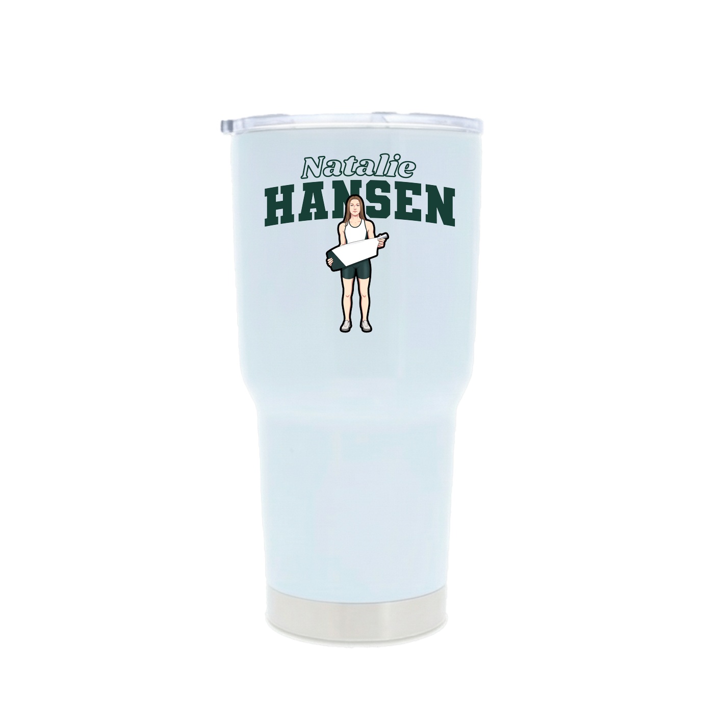 30oz Stainless Steel Tumbler — Name Arch in White