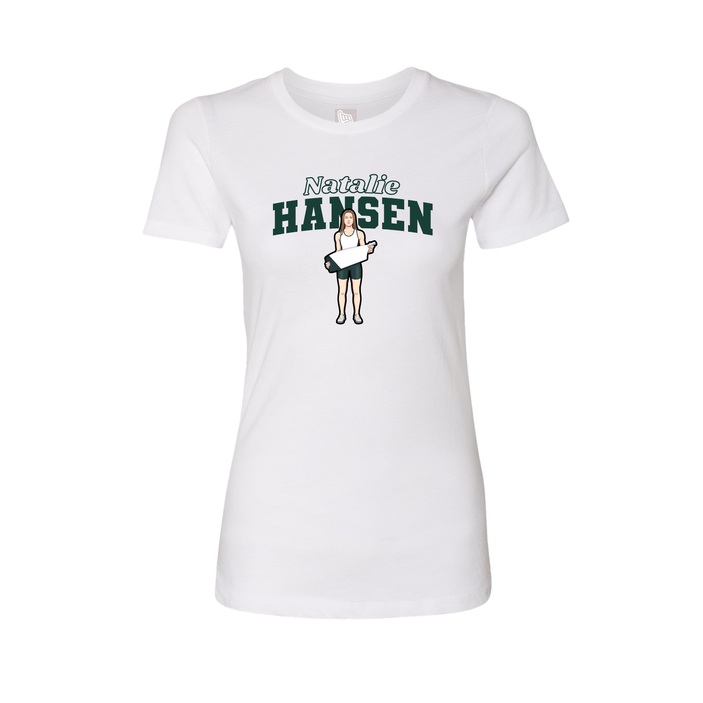 Fitted Women's Tee — Name Arch in White