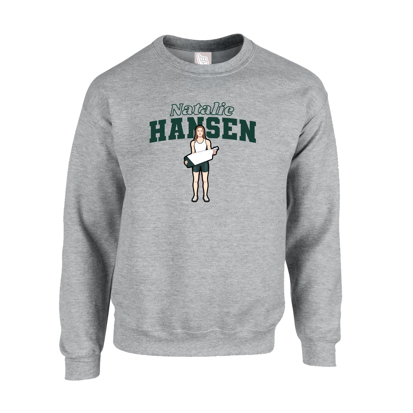 Fleece Crew — Name Arch in Grey