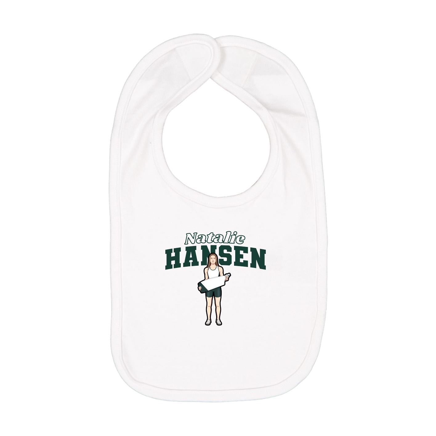 Infant Bib — Name Arch in White
