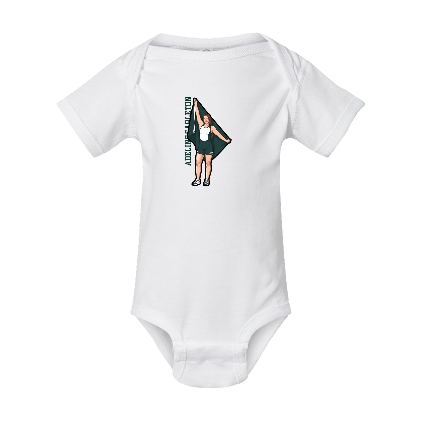 Baby Onesie — Name Vertical in White