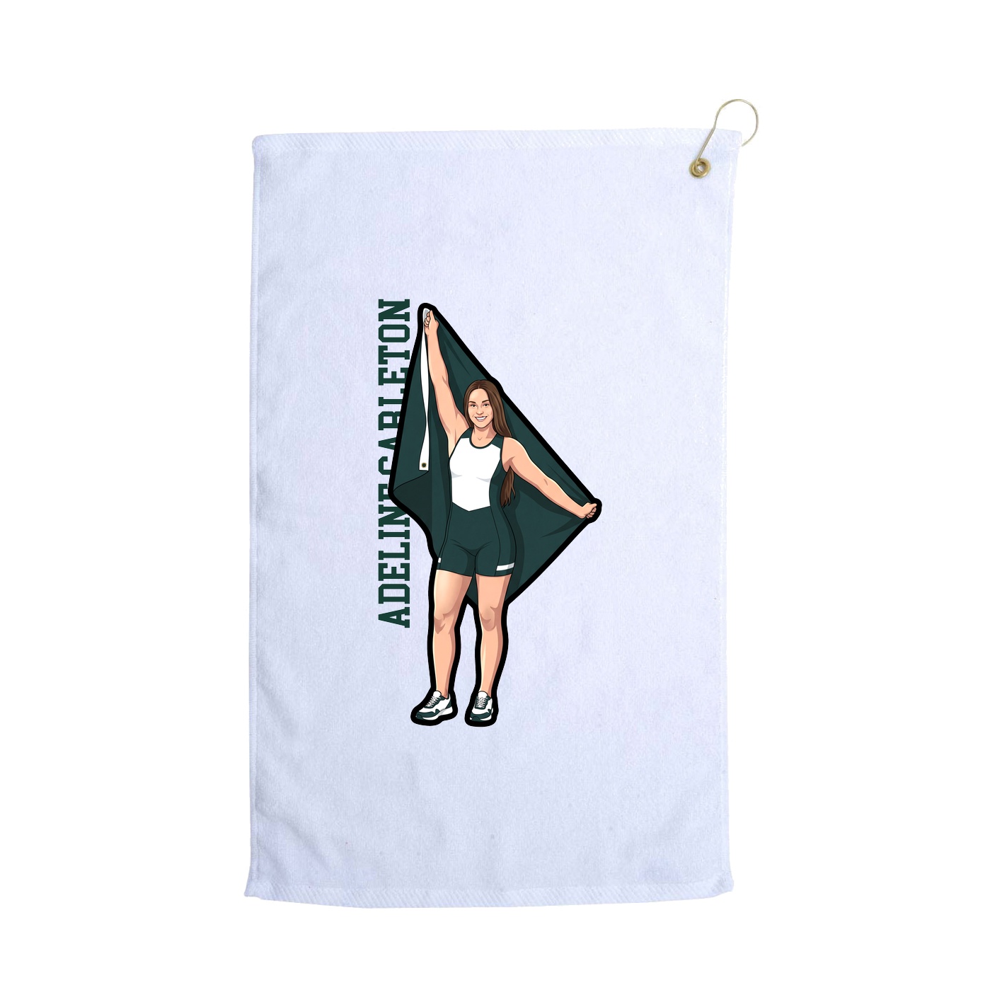 Golf Towel — Name Vertical in White