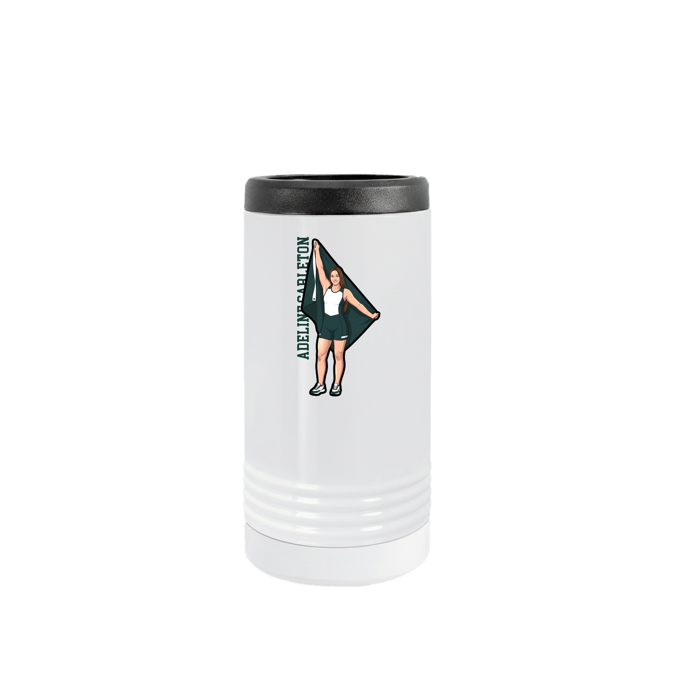 Slim Beverage Holder — Name Vertical in White
