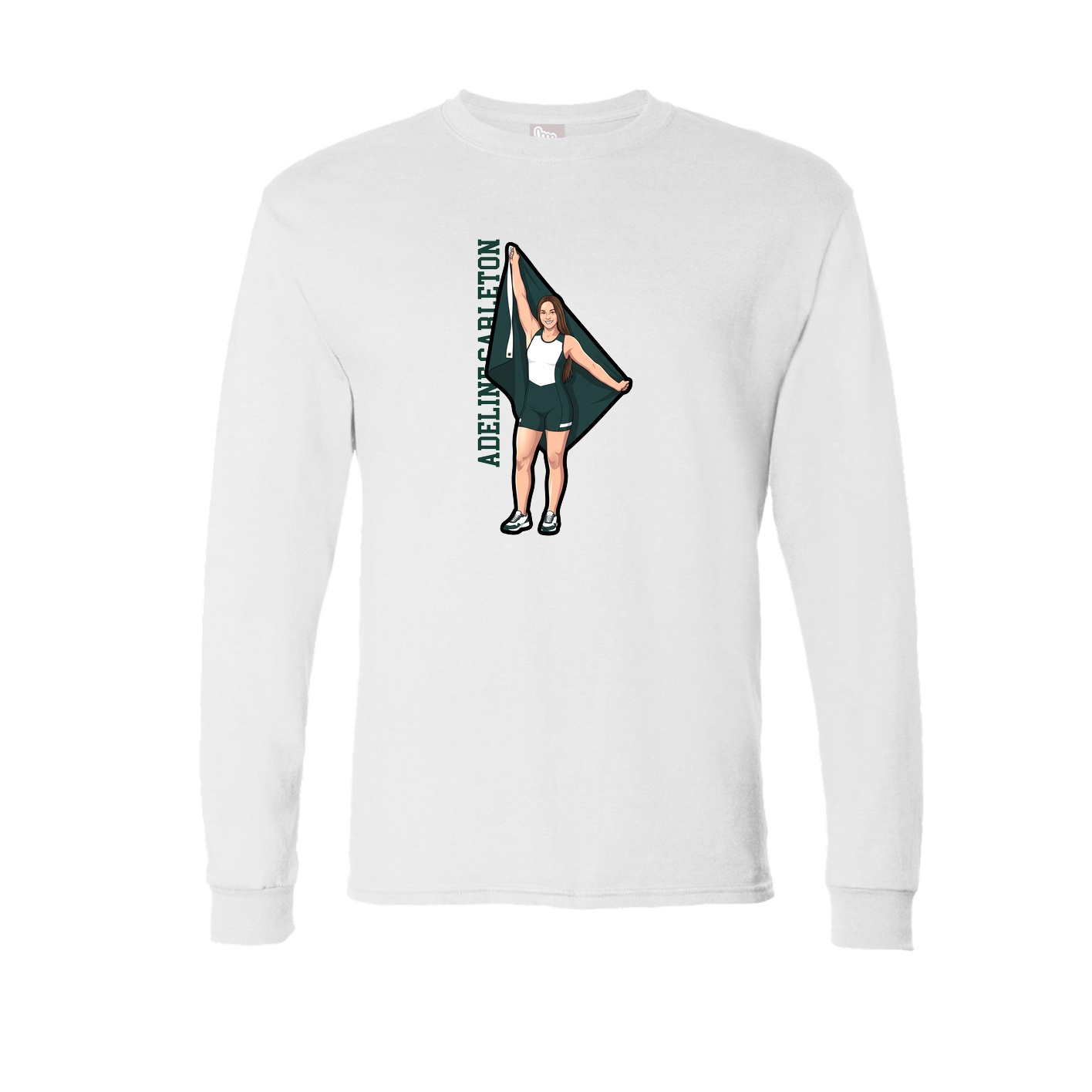 Long Sleeve Tee — Name Vertical in White