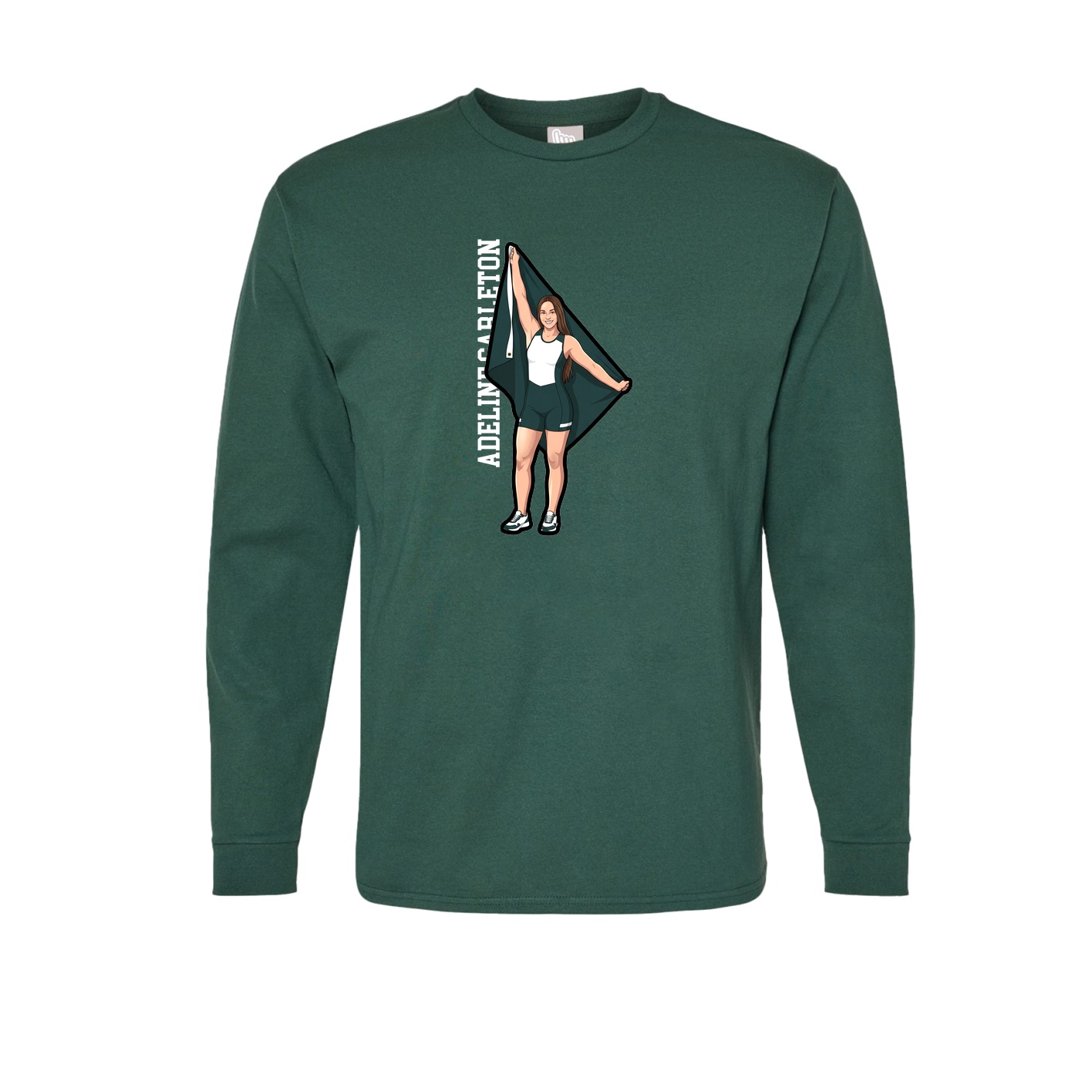 Long Sleeve Tee — Name Vertical in Green