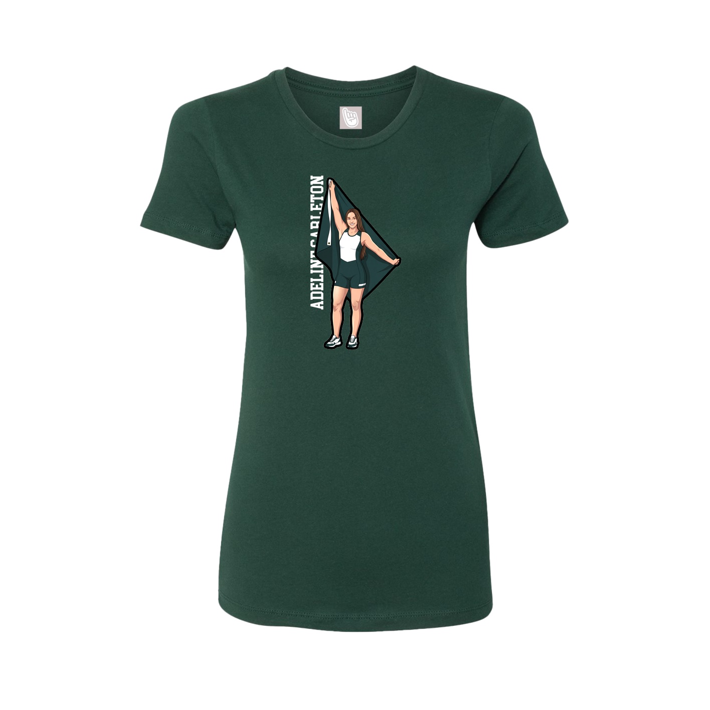 Fitted Women's Tee — Name Vertical in Green