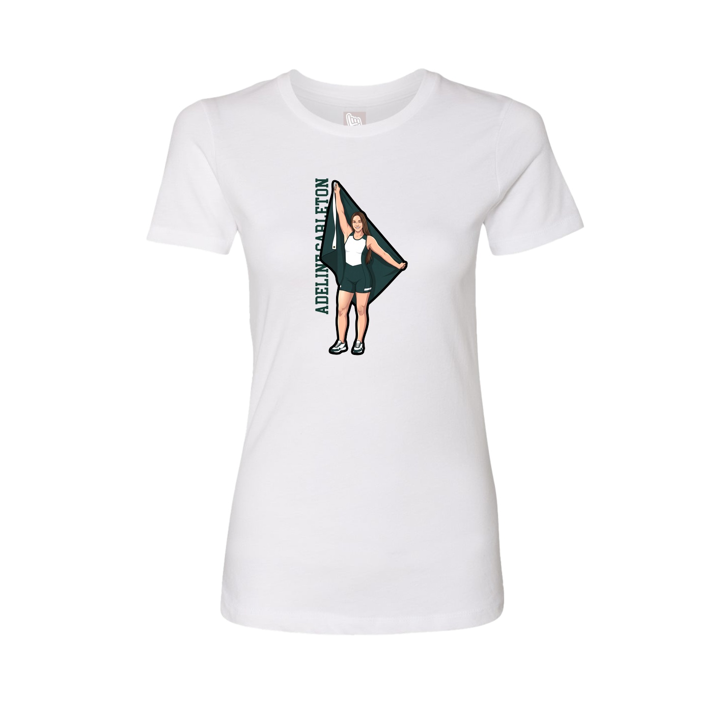 Fitted Women's Tee — Name Vertical in White