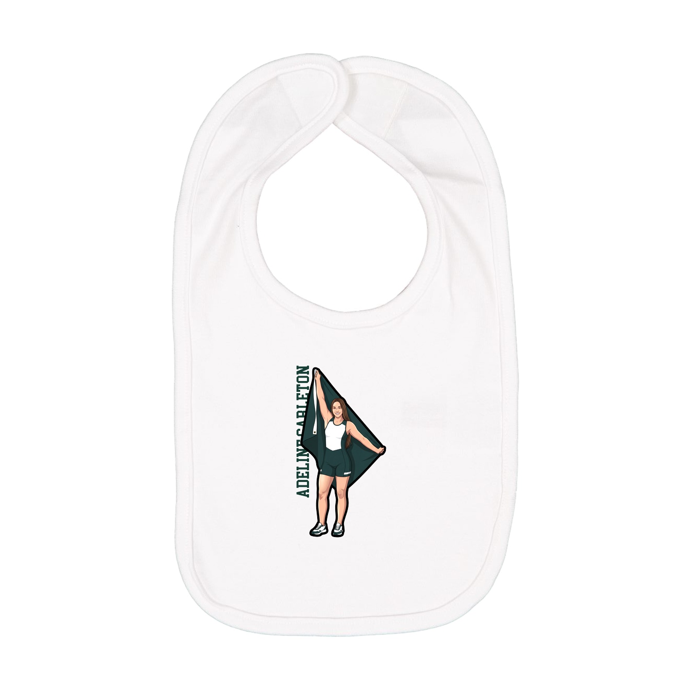 Infant Bib — Name Vertical in White