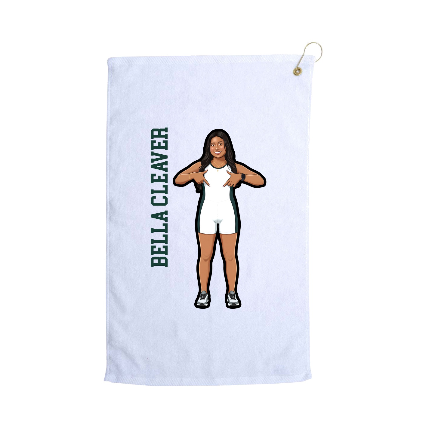 Golf Towel — Name Vertical in White