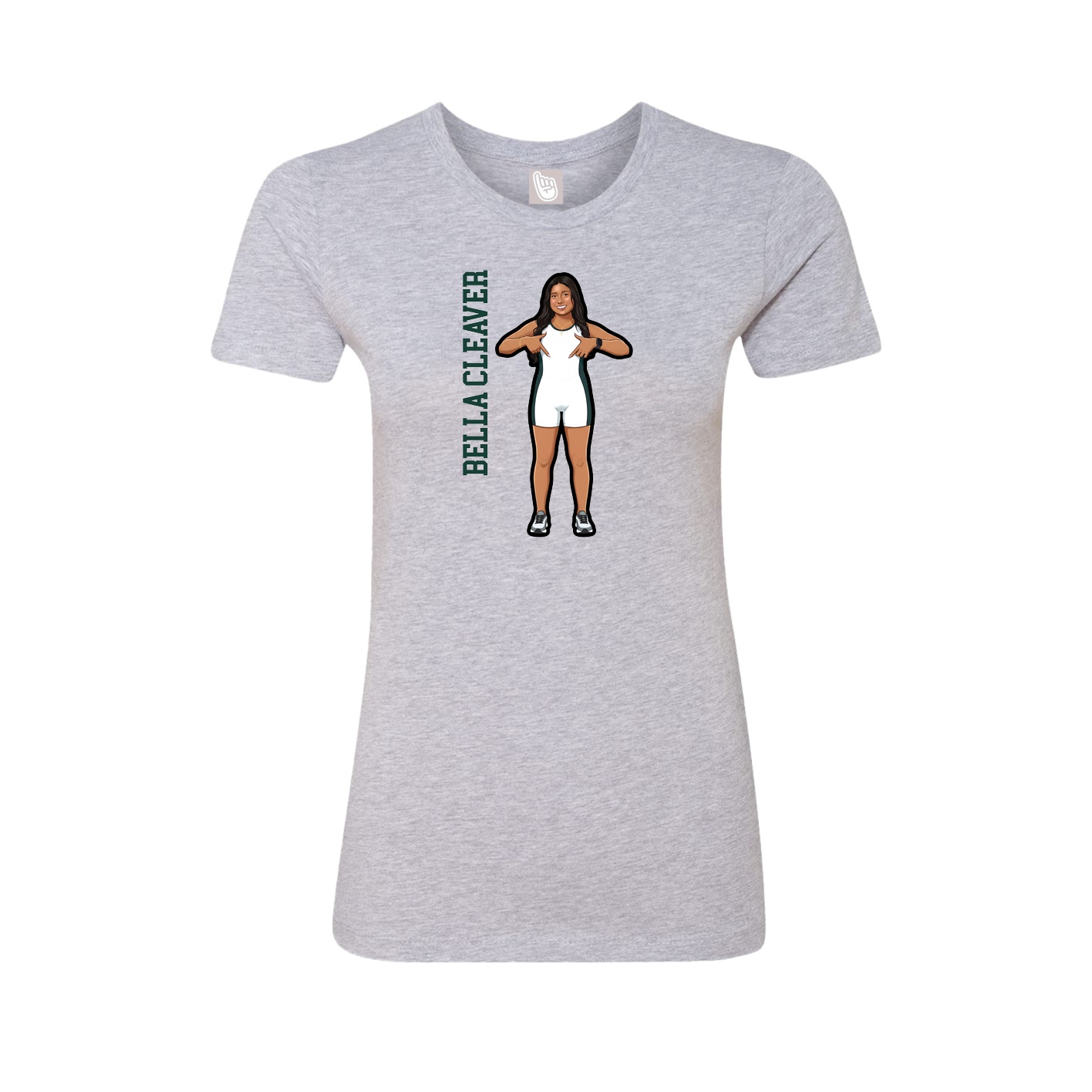 Fitted Women's Tee — Name Vertical in Grey