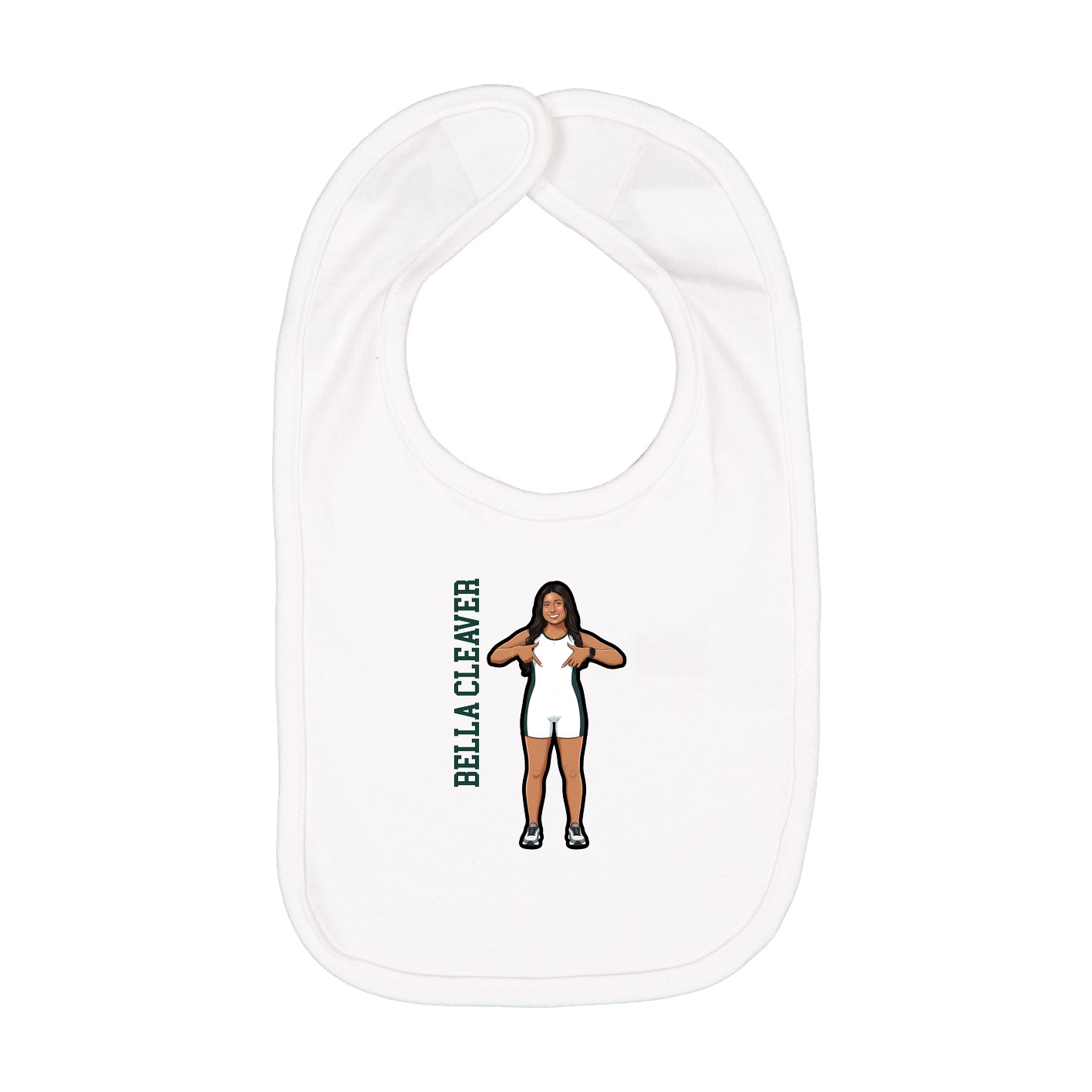 Infant Bib — Name Vertical in White