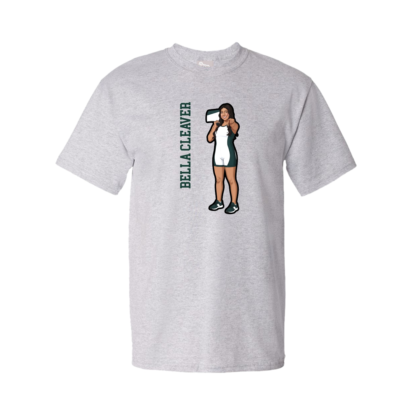 Youth Tee — Name Vertical in Grey