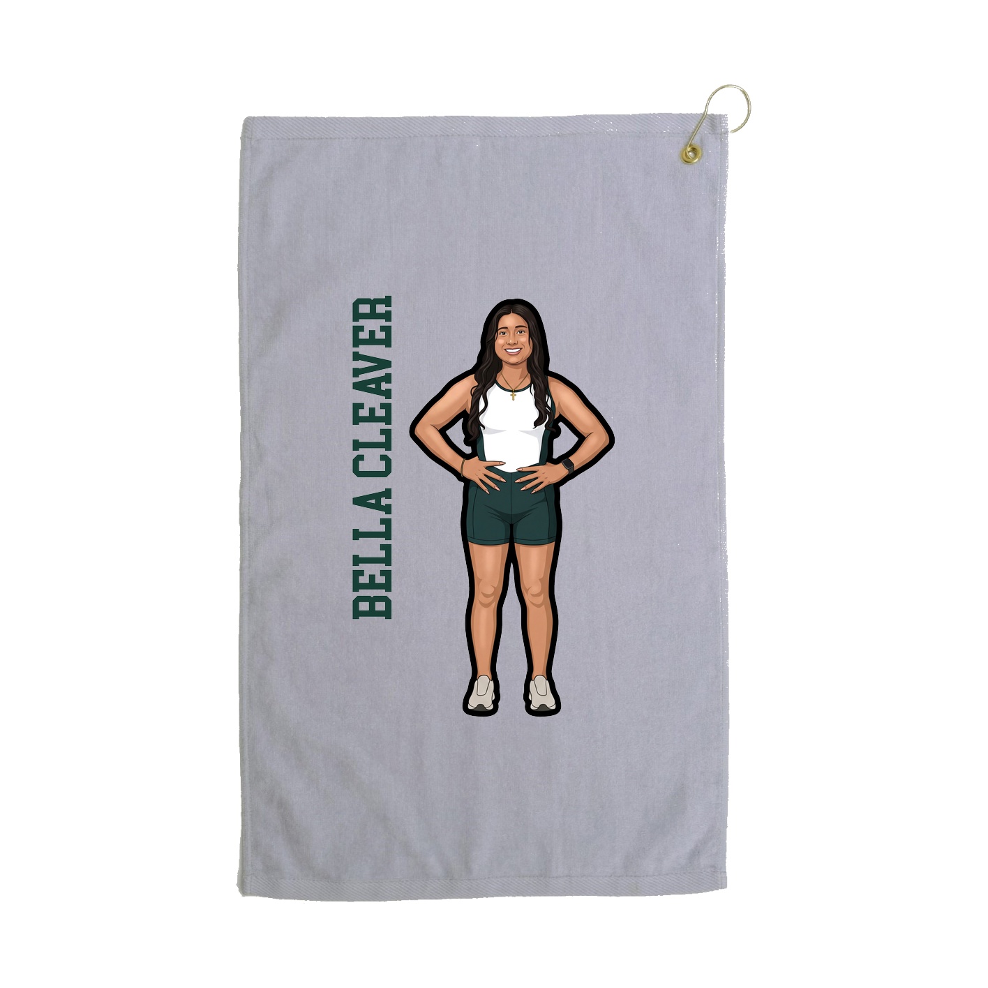 Golf Towel — Name Vertical in Grey