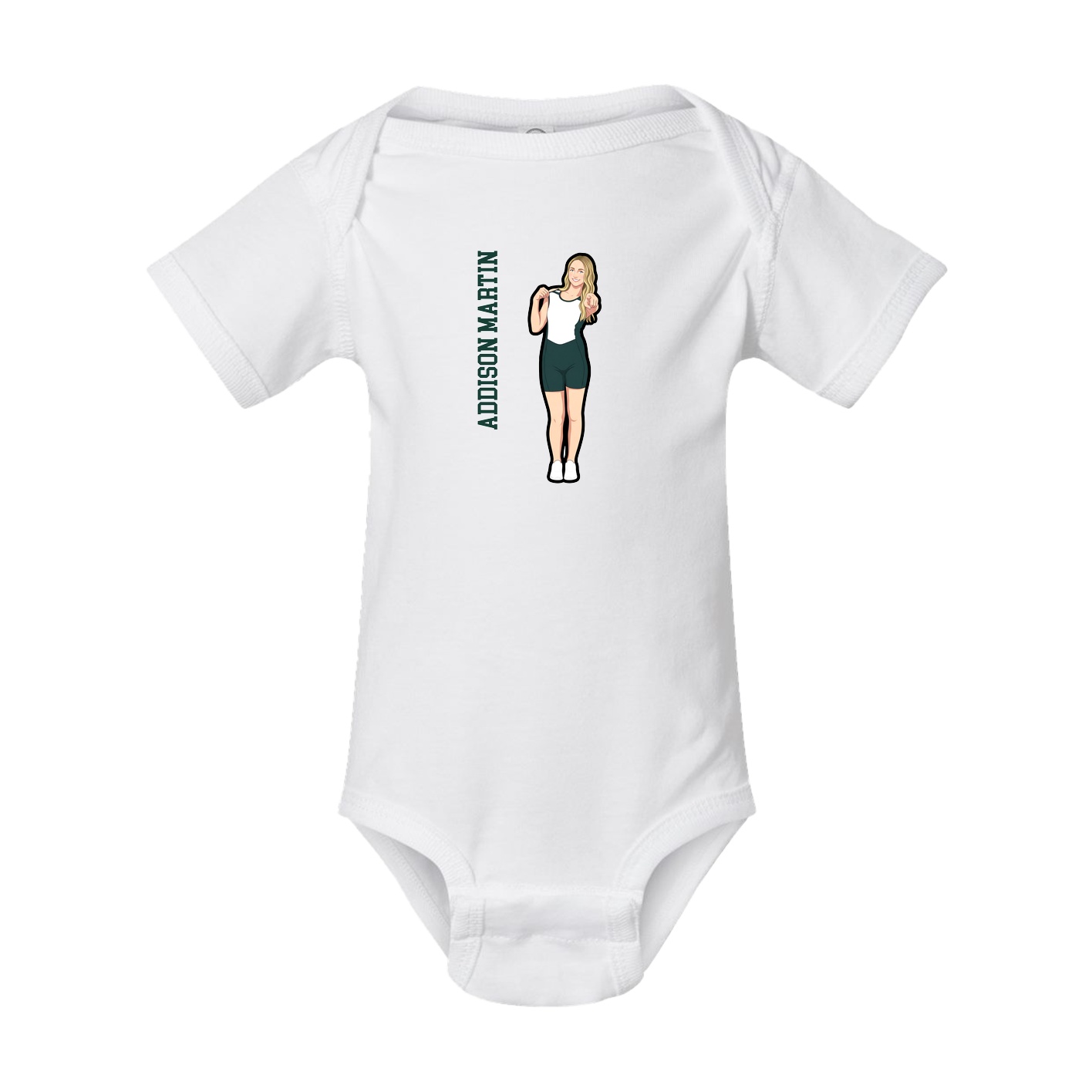 Baby Onesie — Name Vertical in White