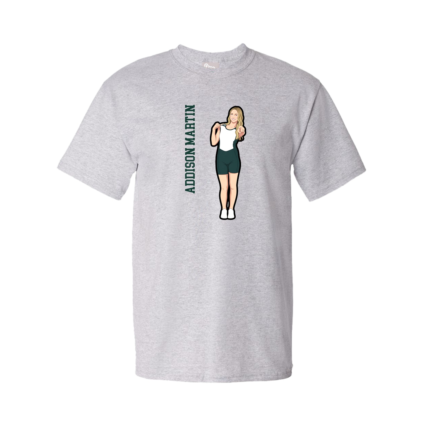 Tee — Name Vertical in Grey