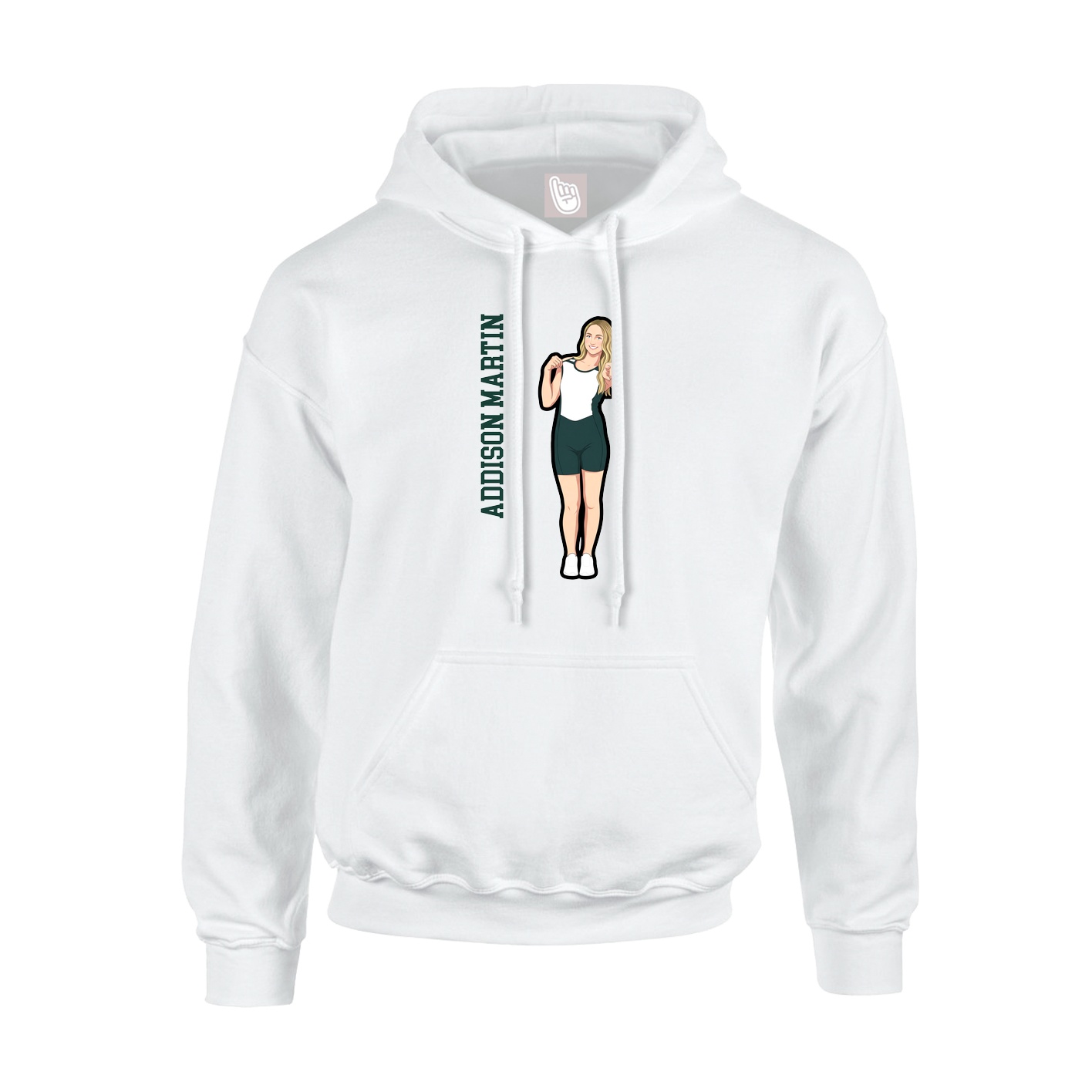 Hoodie — Name Vertical in White