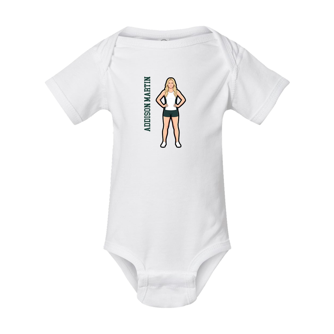 Baby Onesie — Name Vertical in White