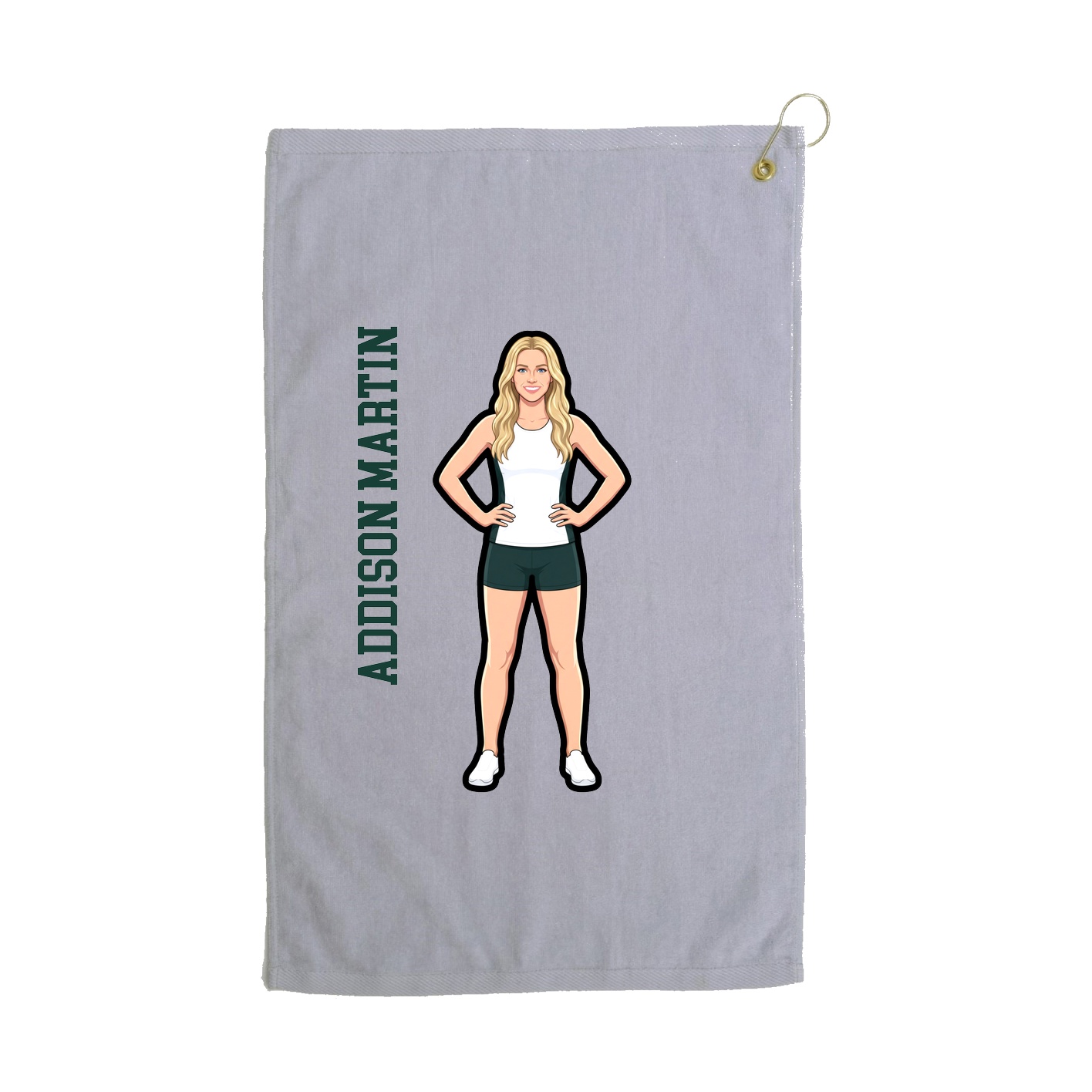 Golf Towel — Name Vertical in Grey