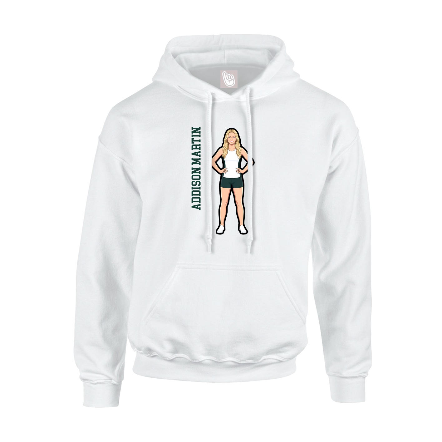 Youth Hoodie — Name Vertical in White