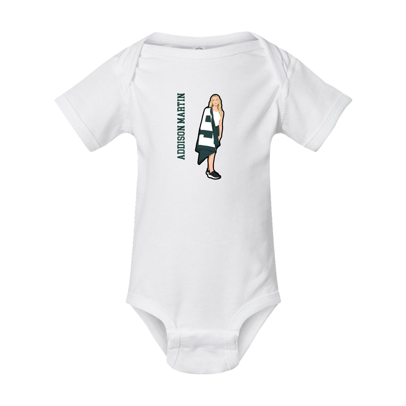 Baby Onesie — Name Vertical in White