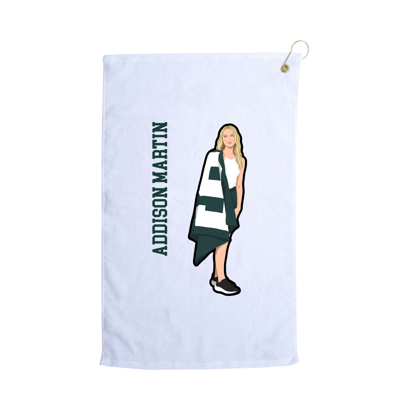 Golf Towel — Name Vertical in White