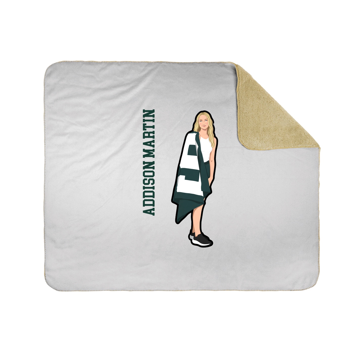 Throw Blanket — Name Vertical in White