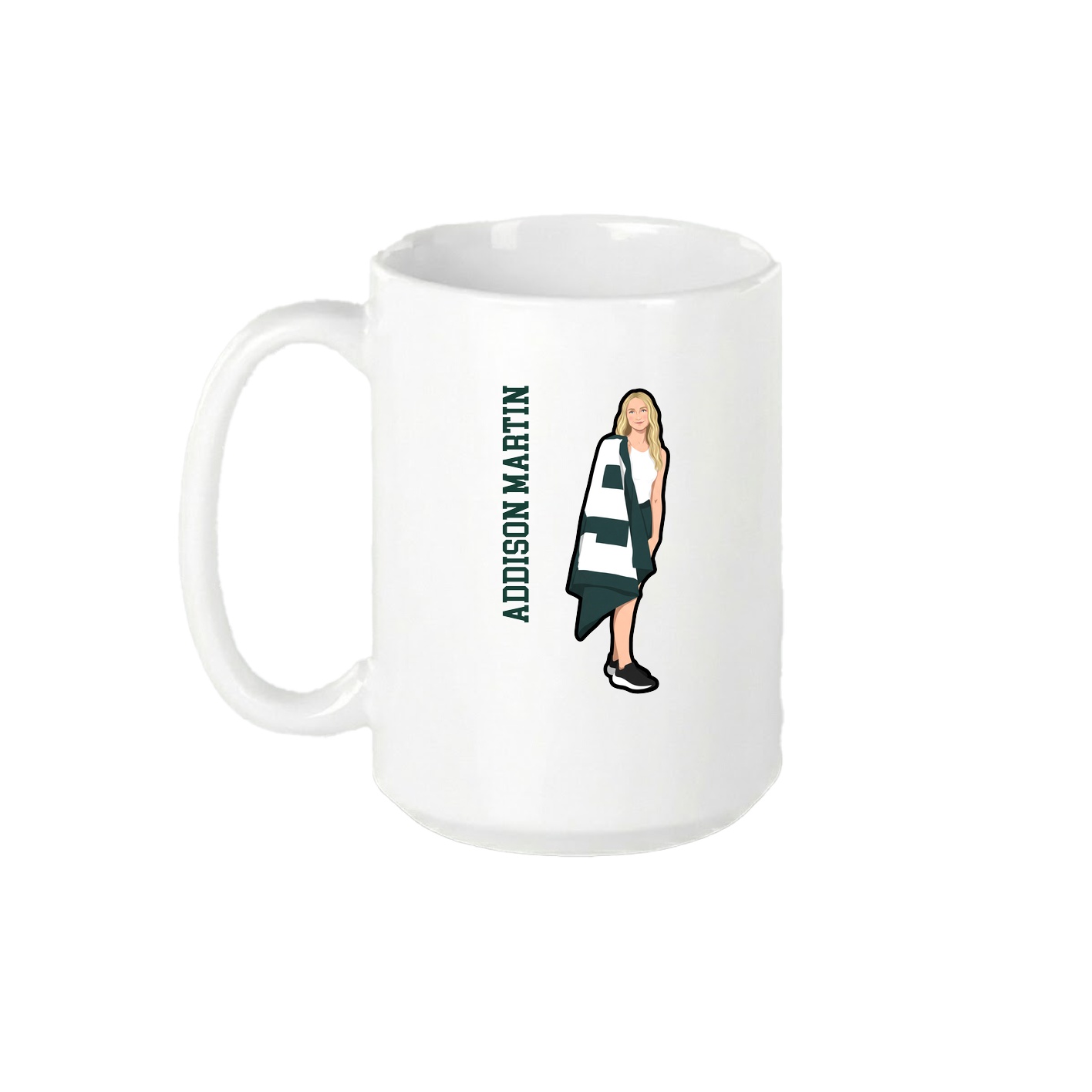 15oz Coffee Mug — Name Vertical in White