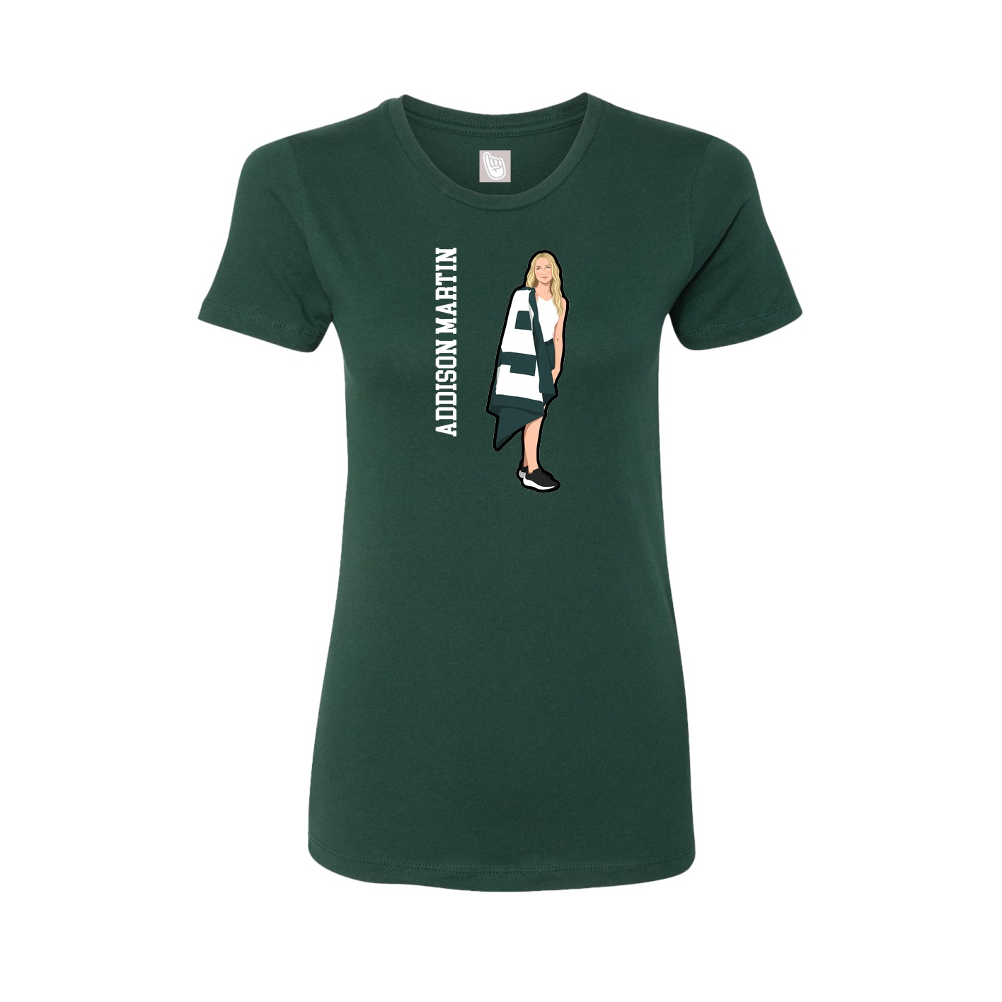 Fitted Women's Tee — Name Vertical in Green