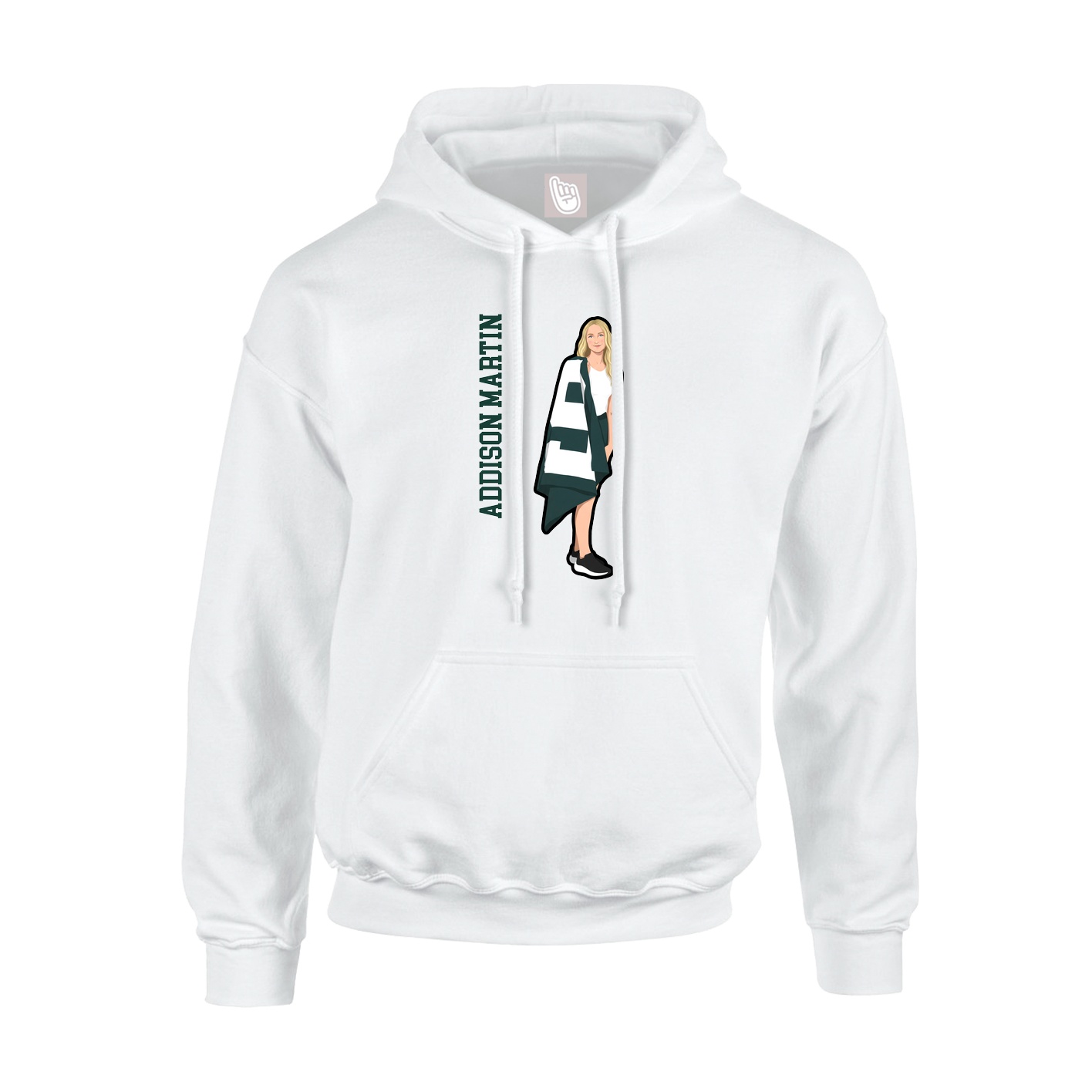 Youth Hoodie — Name Vertical in White