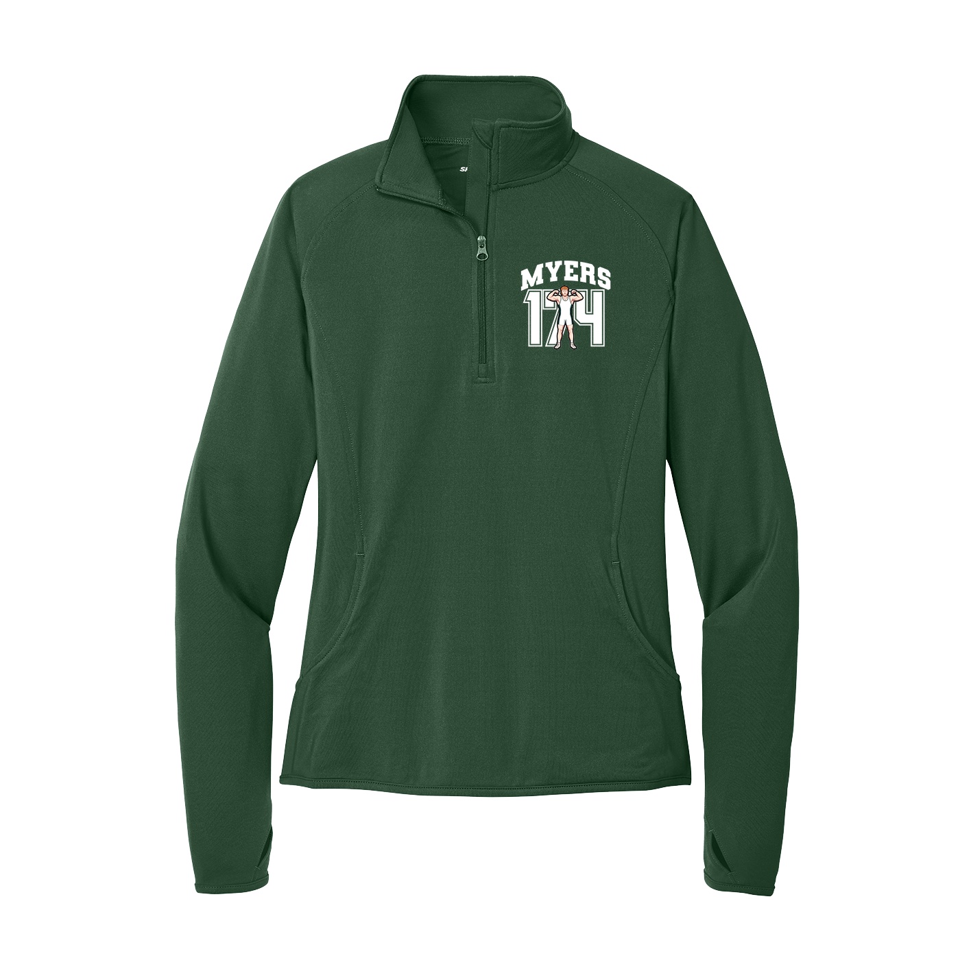 Women's Q-Zip Pullover — Number in Green