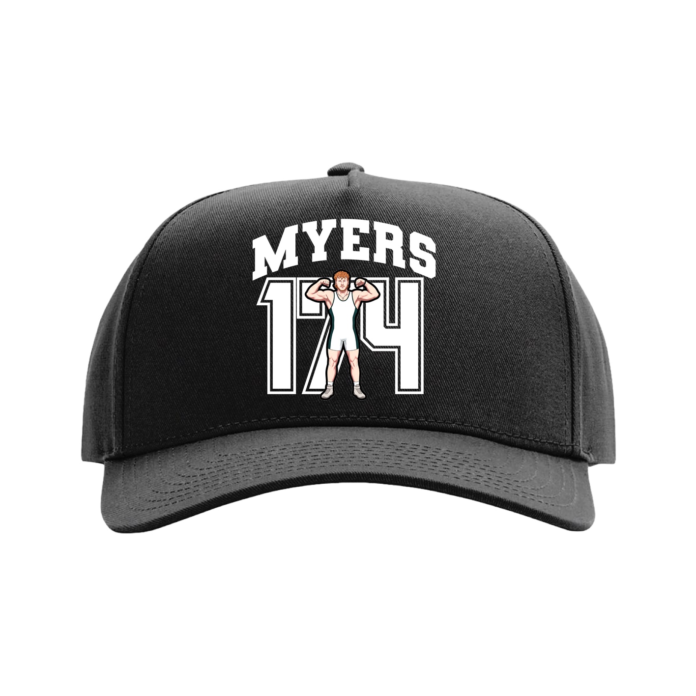 Full Fabric Five-Panel Champ Cap — Number in Black