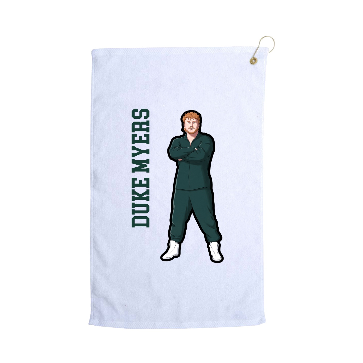 Golf Towel — Name Vertical in White