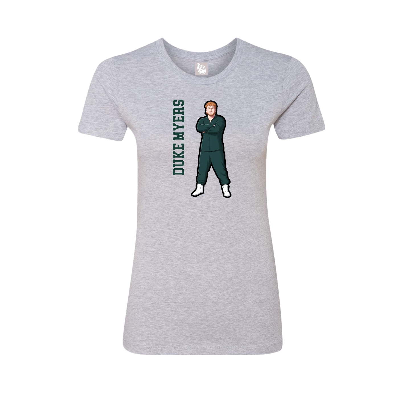 Fitted Women's Tee — Name Vertical in Grey