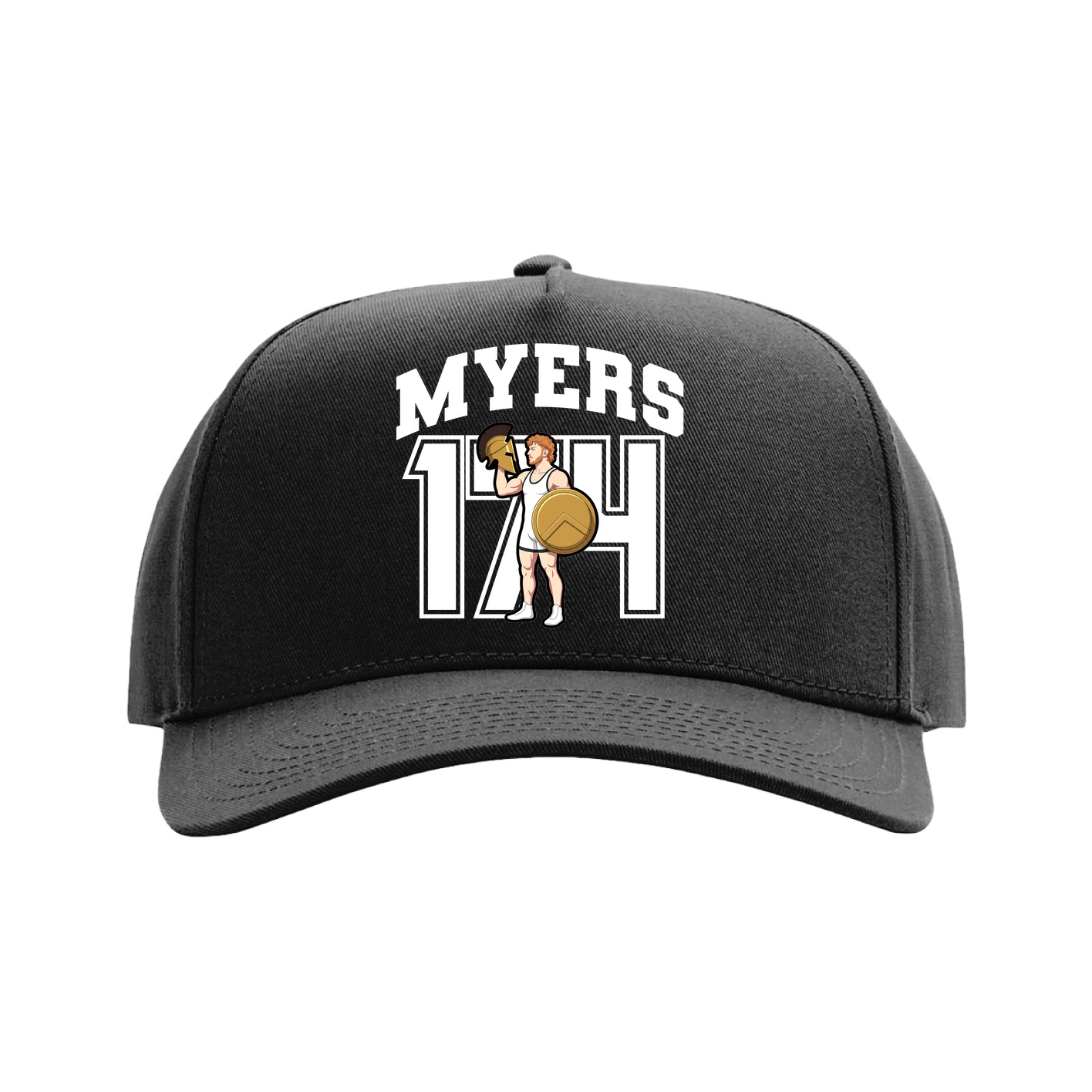 Full Fabric Five-Panel Champ Cap — Number in Black