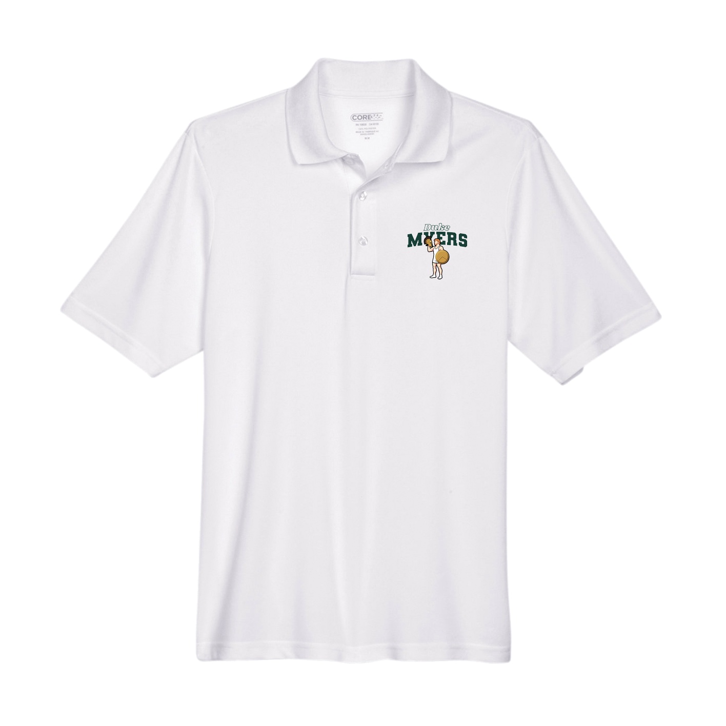Performance Polo — Name Arch in White
