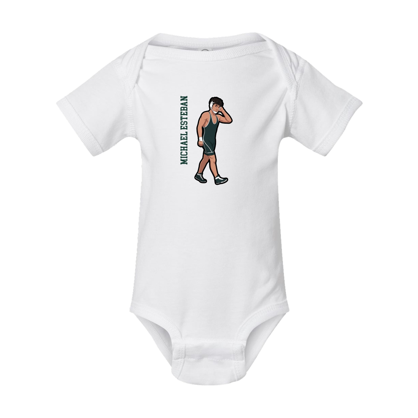Baby Onesie — Name Vertical in White