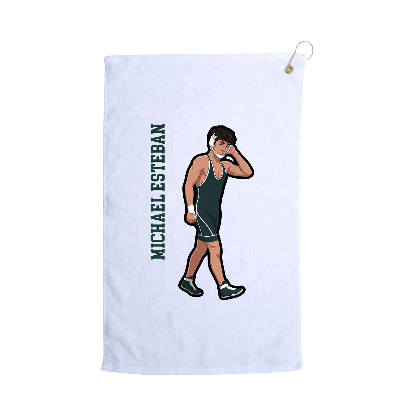 Golf Towel — Name Vertical in White