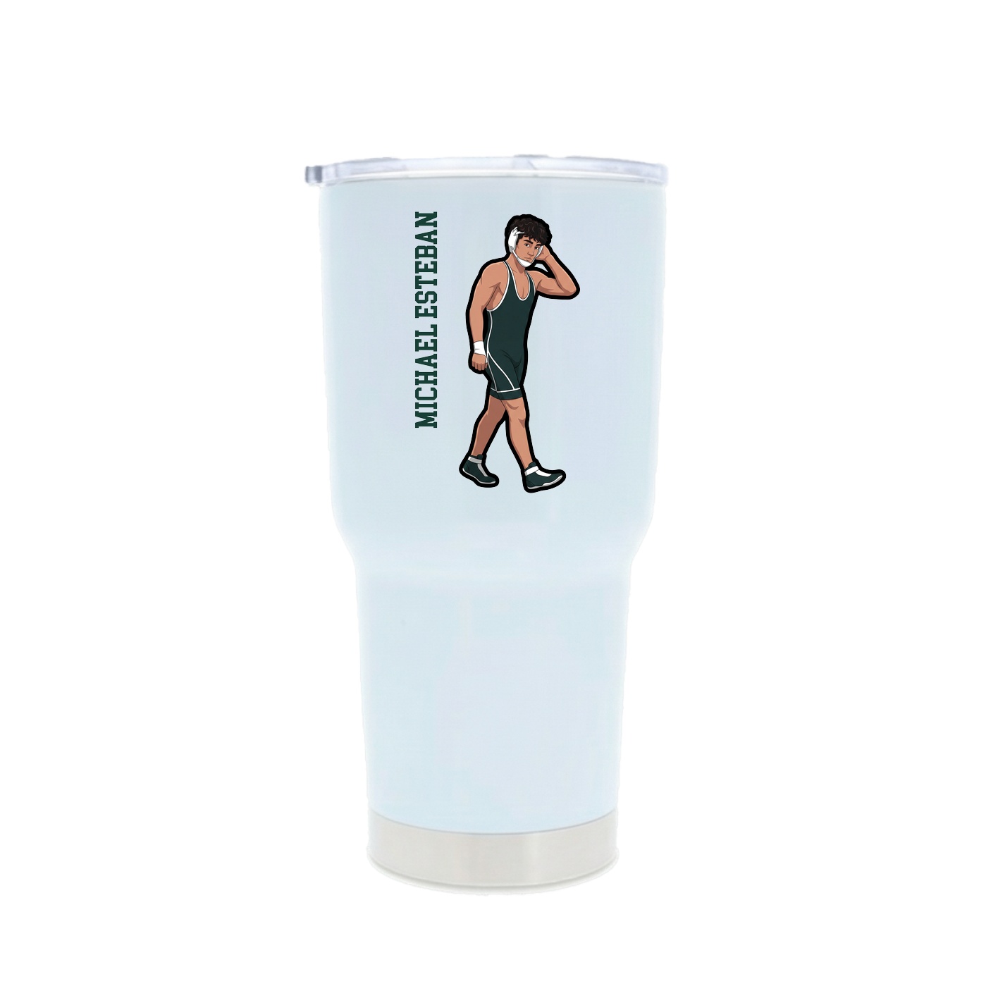 30oz Stainless Steel Tumbler — Name Vertical in White
