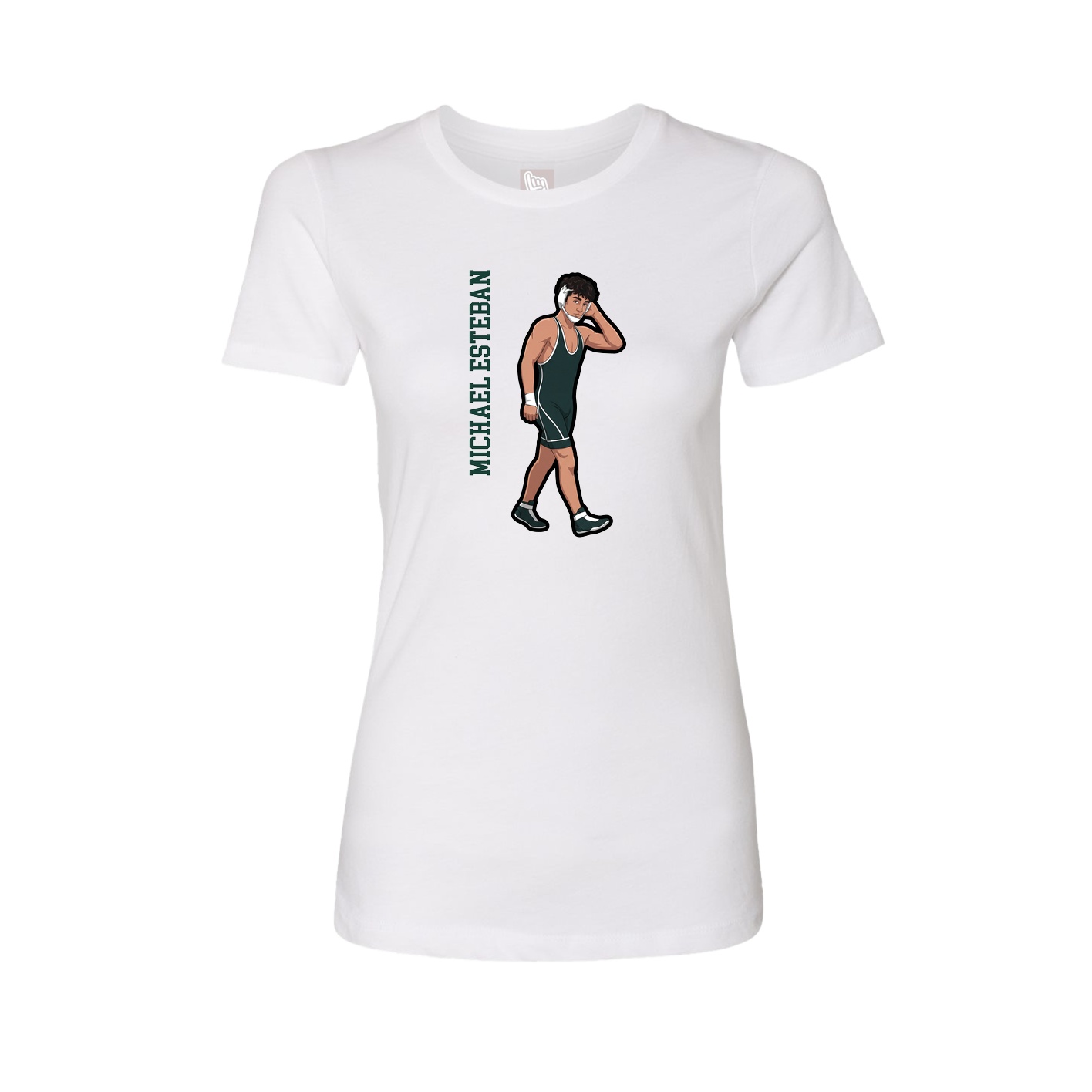 Fitted Women's Tee — Name Vertical in White