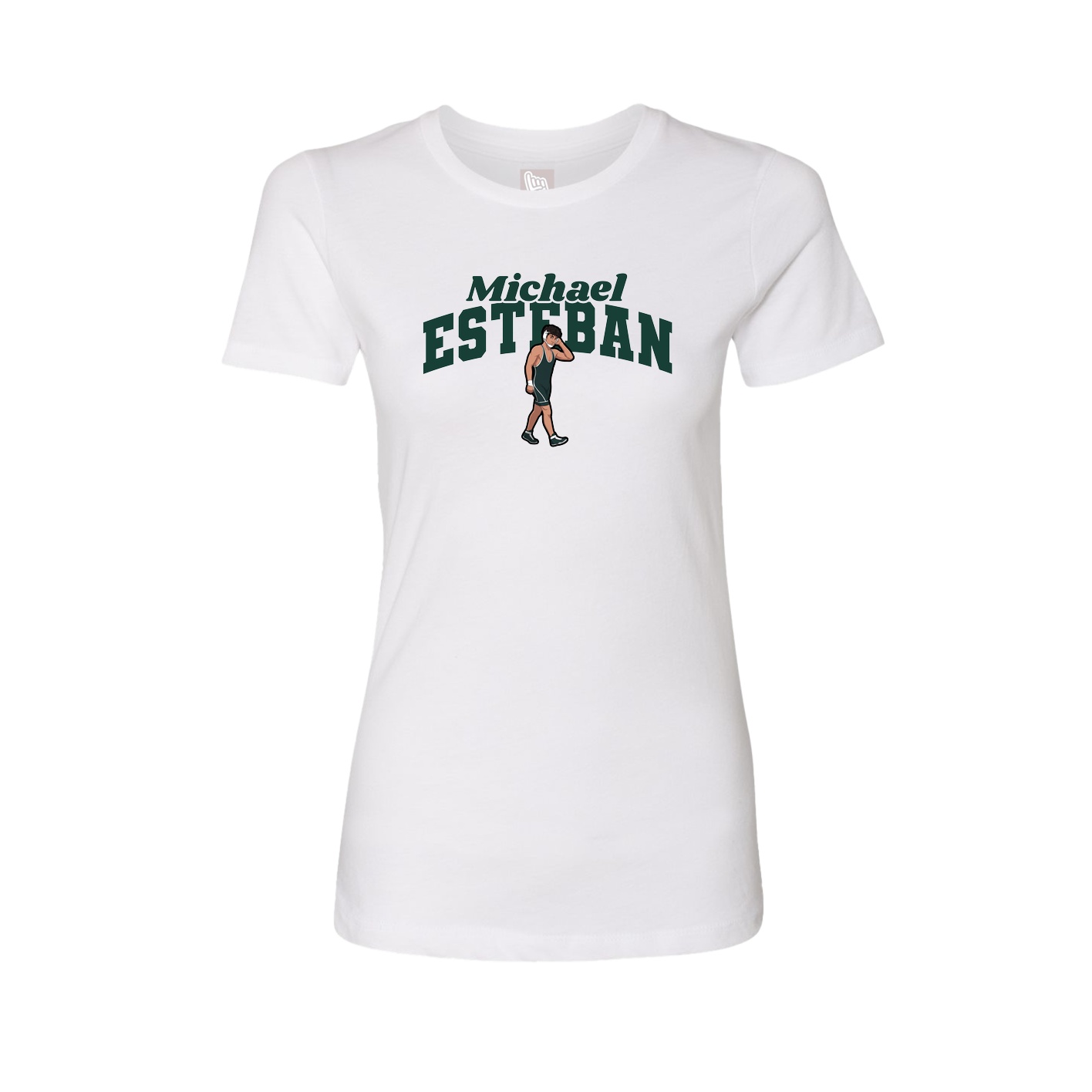 Fitted Women's Tee — Signature Arch in White