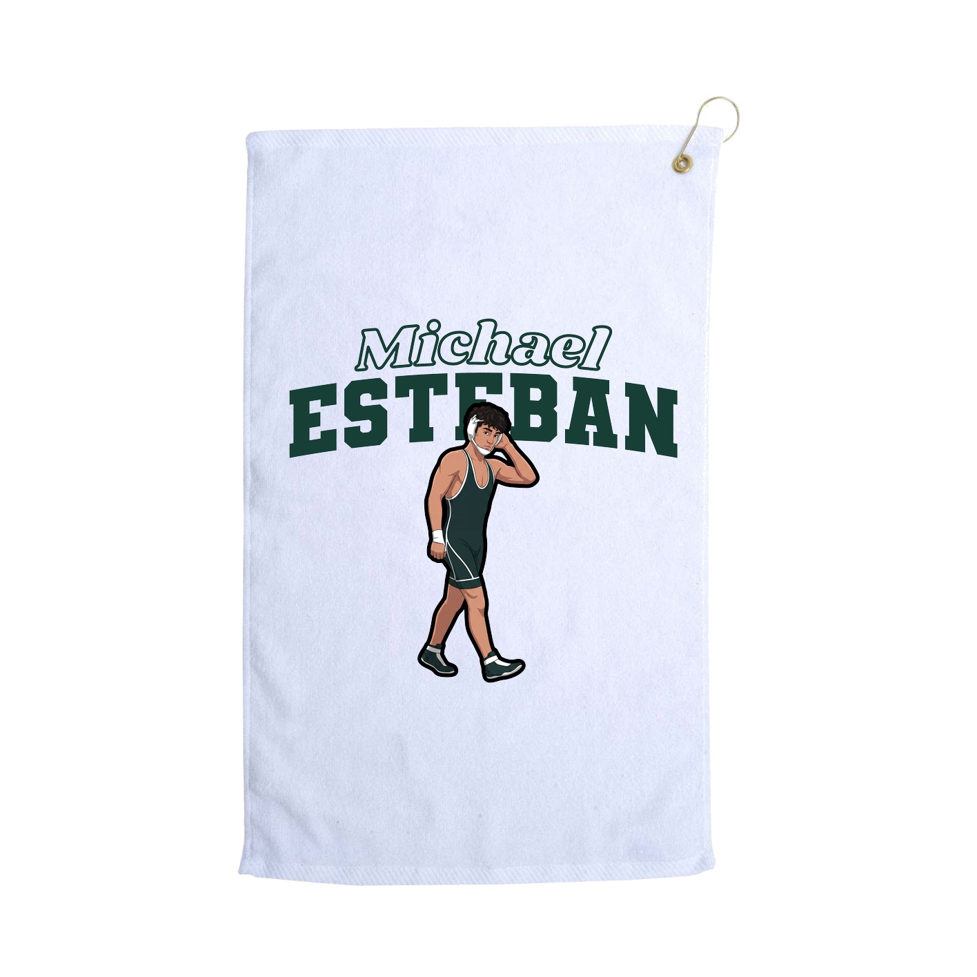 Golf Towel — Name Arch in White