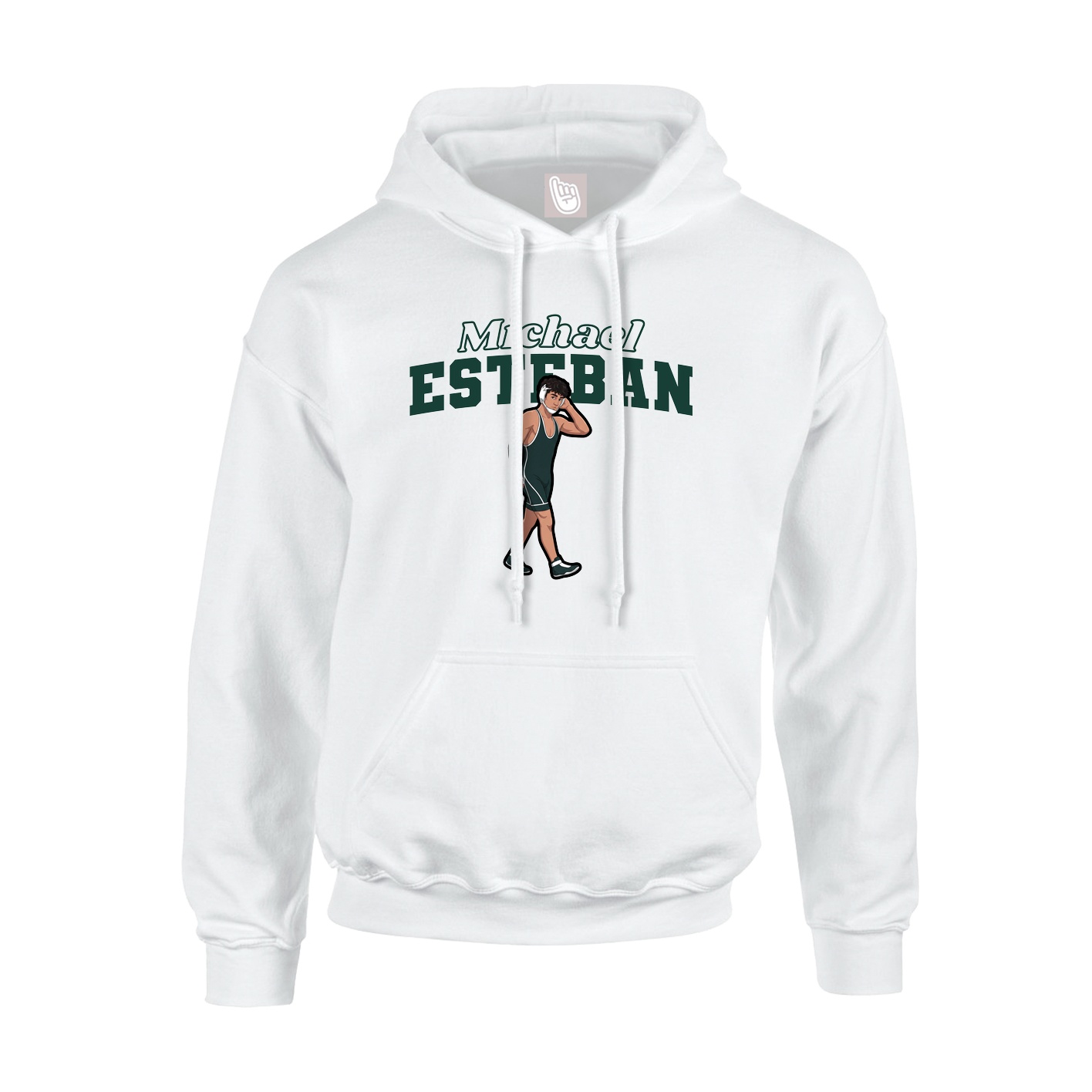 Youth Hoodie — Name Arch in White