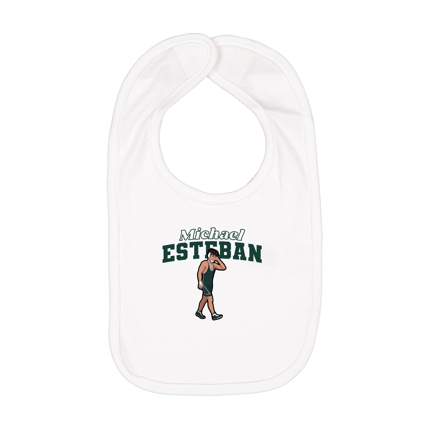 Infant Bib — Name Arch in White