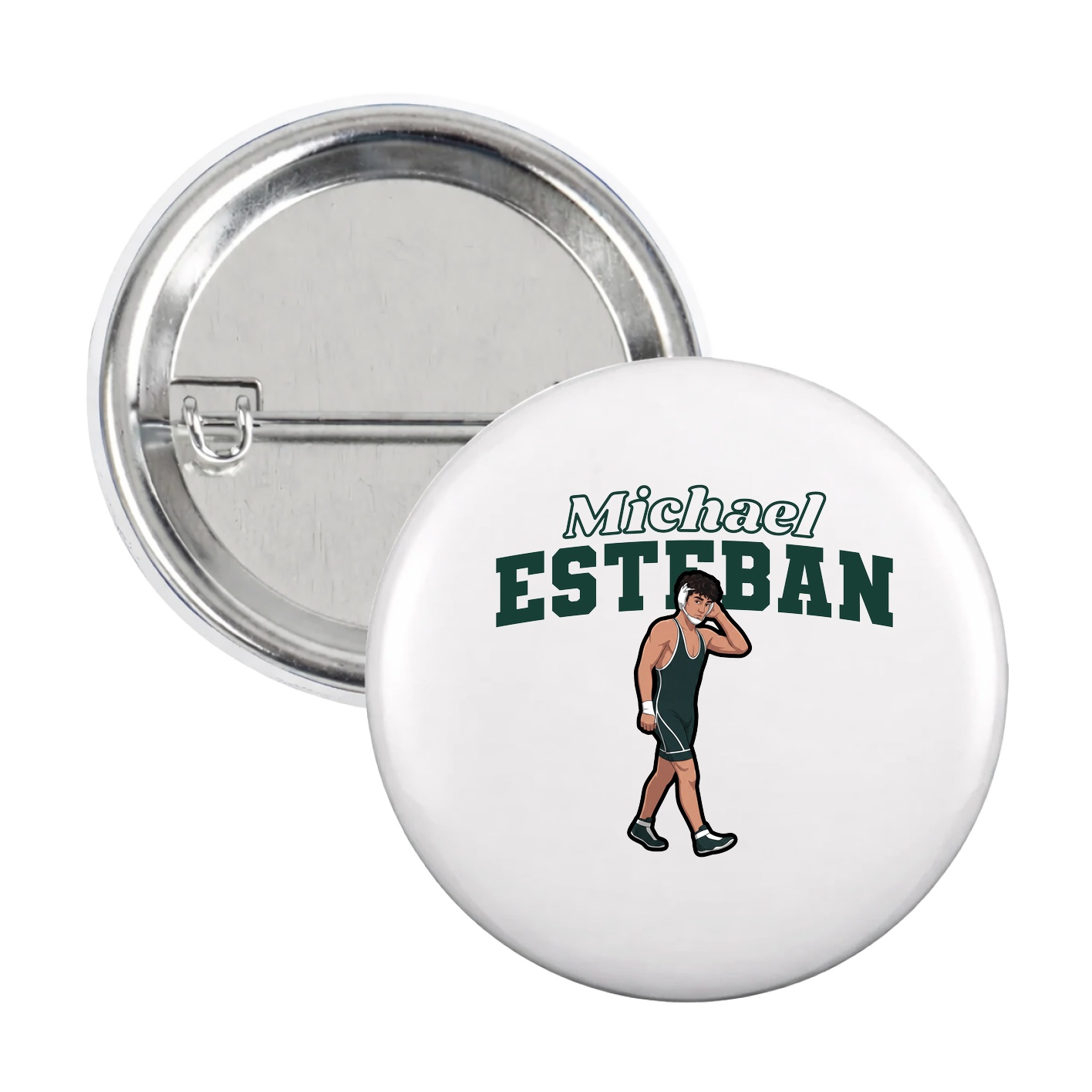 Game Day Button — Name Arch in White